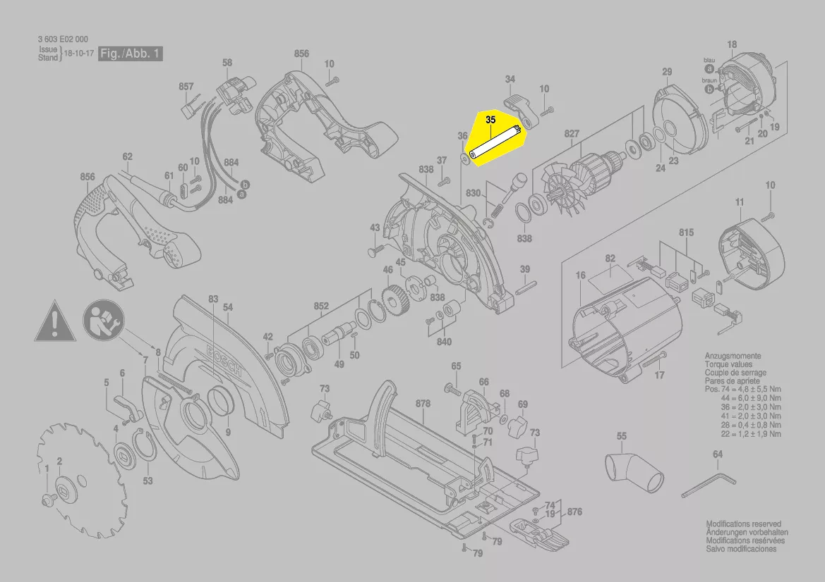Tige réglage hauteur de coupe réf. 1 609 203 Y39 Bosch